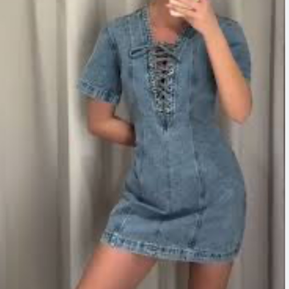 NWT lacing detail denim H&M dress - Picture 6 of 6
